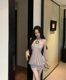 ミニドレスキャバドレスホルターネックタイトドレスセクシー着痩せ気質ナイトクラブ WQ2-XKD-D445-2273-Apr16