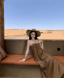 Lady's coco ロングドレス キャバドレス  セクシー 上品 レトロ  ホルターネック バックレス リゾート風 シャーリング デザイン LW2-CD1-E215-63120550