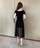 【3色】Lady's coco ロングドレス キャバドレス セクシー シースルー タイトワンピース  ロング丈 大人可愛い LW2-DD5833