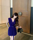 【2色】ミニドレスキャバドレスVネックAライン着痩せ気質谷間見せ指名女子力 WQ2-ZED88721DXH342