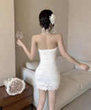 【2色】 ミニドレス セクシー キャバドレス レース ホルターネック ナイトクラブ タイトドレス パーティー ホルターネック WQ2-ZED885246BH453