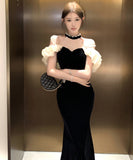 ロングドレス キャバドレス セクシー セレブ風 ホルターネック ハンドメイドビジュー付き ノースリーブ ベルベット タイトドレス パーティー JC2-ZED882610DXH437