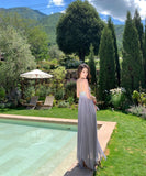 ロングドレス キャバドレス セクシー ストラップ Vネック オープンバック Aライン パーティー ガライベント JC2-CD1-E285-53610690