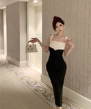 膝丈ドレスエレガントセクシー女子力宴会パーティー気質おしゃれスークエアネック WQ2-DD6463