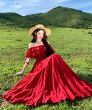 【2色】ロングドレス セクシー フェミニン 華やか フリルオフショルダー ウエストシェイプ 大きなフレアスカート 上品シルエット パーティー JC2-CD1-119-99260700