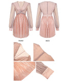 【2色】手作り 膝丈ドレス スイート Ｖネック セレブ風 かわいい キラキラ YH2-JY70250