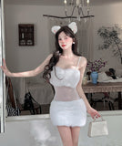 【2色】 ミニドレス キャバドレス セクシー キャミソールワンピース 透けメッシュ×フェザー切り替え タイトセクシー ドレス Vネック LW2-DD6013