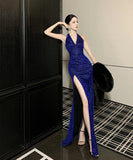 ロングドレス セクシー ボディコン Vネック パーティー スリット入り 上品 高級感 気質 エレガント 結婚式 二次会 披露宴 フォーマル LW2-CD3-260-70290650