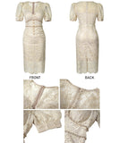 2色 レース 手作り 膝丈ドレス高品質 Ｖネック セレブ風 おしゃれ YH2-JY20459