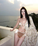 【3点セット】ビキニ水着ロングドレスキラキラサンドレス谷間見せ肌見せセクシー高級感旅行ビキニ WQ7-CD1-E215-65780620