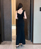 ロングドレス セクシー 背露出   気質 セレブ風 脚長効果　XH2-DD5864