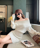 【3色】 ミニドレス キャバドレス セクシー ニットワンピース オフショルダー タイトフィット ペンシルスカート風  シックスタイル LW2-ZED883252GT510B