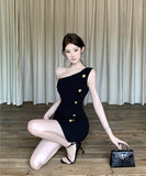 ミニドレスワンーショルダーキャバドレスセクシータイトドレスナイトクラブパーティー気質 WQ2-SJHY10863