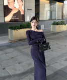 【2点セット】 ロングドレス キャバドレス セクシー セットアップ フレンチスタイル ドレープネック 上品 スリムフィット ミディスカート  LW2-ZED883415DXH502