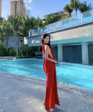 Lady's coco ロングドレス キャバドレス セクシー ルージング ホルターネック デザイン ラメ系ミニドレス パーティー 上品 LW2-XHY918211