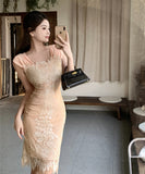 【2色】ミニドレス キャバドレス レース セレブ風 セクシー YH2-DD6219