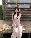 ロングドレスサンドレス花柄マーメイドドレスキャミワンピエレガント気質セクシーフラワーSNS話題 WQ2-CD7-411-65520680