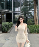 ミニドレスキャバドレスレースホルターネックタイトドレスパーティーナイトクラブセクシーバックレスドレス高級感 WQ2-ZED882368DXH437A