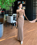 Lady's coco ロングドレス キャバドレス セクシー デザイン メッシュ切り替え タイトロングワンピース 上品 二次会 披露宴 パーティー 同窓会 LW2-XHY918263