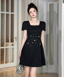 ミニドレス エンベリーワンピース ゴージャス キレイめ Aライン タイト ウエスト絞り ギャザリング 体型カバー 優雅 デート JC2-JY15436