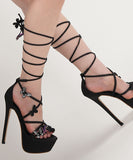 【2025新作】ハイヒール  バタフライモチーフ 細ヒール サンダル ローマ風 美脚効果 歩きやすい 靴  LW5-LLMY-9966-286