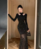 ロングドレスキラキラナイトクラブパーティードレスイベント高級感セクシーマーメイドドレス宴会エレガント WQ2-ZED888508DXH238A