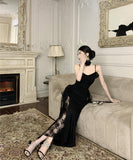 【2色】ロングドレスキャバドレスチュールのフラワーセクシーフリル宴会パーティー WQ2-ZED885600DXH238B