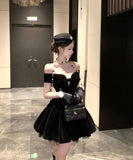 Lady's coco ミニドレス キャバドレス セクシー オフショルダー×リボン付きドレス  ウエストマーク   上品エレガント パーティー デート LW2-DD5938