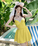 【2色】水着ビキニワンピースAライン体型カバー露出控え着痩せ気質フラワーカワセクシー WQ7-BY-WX001