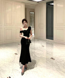 ロングドレスマーメイドドレスフリルワンショルダーセクシーエレガント宴会パーティータイトドレス WQ2-DD4816