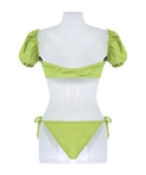 ビキニ水着セクシーフリルパフスリーブSNS話題個性感ビーチ海モノキニ WQ7-XYX-Q9179