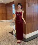 Lady's coco ロングドレス キャバドレス  セクシー ベロア キャミワンピース スリット入り 上品セクシー ハイウエスト ドレス  結婚式 二次会 披露宴 パーティー 上品 LW2-DD5946