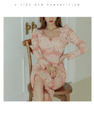 膝丈ドレス キャバドレス セクシー ボディコン きれいめ 大人可愛い 韓国風 Vネック レース ペンシルスカート JC2-ZED887201A71