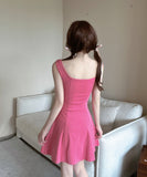 【3色】ミニドレス キャバドレス 甘めセクシー フレンチレトロ キャミワンピ スクエアネック 着痩せ デート 女子会 JC2-ZED887359GT528B