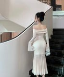 【秋新作】ロングドレス キャバドレス セクシー ボディコン オフショルダー  マーメイドドレス 結婚式 二次会 披露宴 パーティー 上品 高級感 LW2-CD7-238-87020590