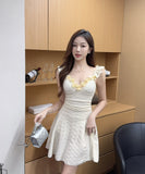 【3色】ミニドレス キャバドレス セクシー  花柄キャミワンピース  レギンスセット  ウエストマーク  フェミニン 大人可愛いコーデ  Vネック  LW2-DD5956