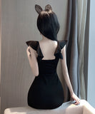 【4色】ミニドレス キャバドレス ワンピース セクシー Vネック谷間見せ フリル袖 着痩せ パーティー ドレス KS2-DD3009