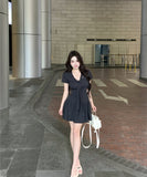 【2点セット 】ミニドレス キャバドレス セクシー レトロ  ウエストシェイプ デート LW2-XKDD426-6312-Sep12