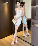 ミニドレス キャバドレス セクシー 気品 ツイード風 ニット リボンタイ タイトライン 夜会 デート JC2-MLS8424