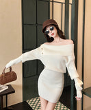 【3色】 ミニドレス キャバドレス セクシー ニットワンピース オフショルダー タイトフィット ペンシルスカート風  シックスタイル LW2-ZED883252GT510B