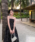 ロングドレスベアトップナイトドレス宴会パーティー花柄チュール着痩せ気質 WQ2-XHY916382