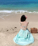 ロングドレスサンドレスAラインバックレスドレスフリル体型カバーセクシー大人可愛い旅行SNS話題 WQ2-CD4-516-52700550