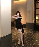 ミニドレスキャバドレス非対称フラワーオフショルダーセクシーナイトクラブパーティー WQ2-ZED882505DXH437A