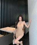 ミニドレスキャバドレスホルターネック谷間見せセクシーナイトクラブ指名パーティー WQ2-XKD-D408A-2044-Mar29