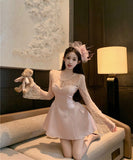 ミニドレスレースセレブ風カワセクシーAラインお姫様パーティー宴会誕生日ドレス高級感気質 WQ2-XKD-D452-1033-Mar2