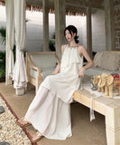 ロングドレスサンドレス非対称個性感キラキラ着痩せ気質旅行大人可愛いフリルフランス風 WQ2-CD15-A1023-10030680