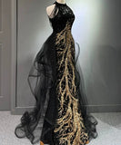 ロングドレス キャバドレス パーティードレス ブラック ロングドレス シルエット ハイネック マーメイドライン  誕生日 結婚式 披露宴 二次会 LW2-MBYDAL785529089441