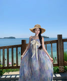 ロングドレス 海辺リゾート フレンチキャミソールワンピース 気品あふれる アシンメトリー レトロエレガント 写真映え デート JC2-CD1-E289-82050600