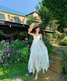 ロングドレス リゾートウェア ハーネスネック 花柄 フリル シフォン フレンチテイスト レトロ JC2-CD4-516-53040800