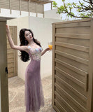 ロングドレスタイトドレスレースフラワーマーメイドドレスセクシーエレガント韓国っぽキャミワンピ WQ2-CD6-157-81570780